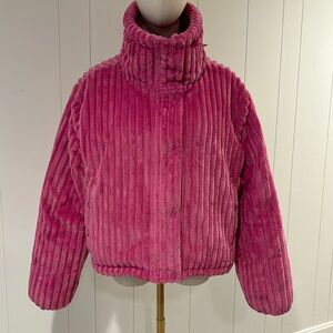 EUC BDG Urban Outfitters hot pink fleece corded puffer coat